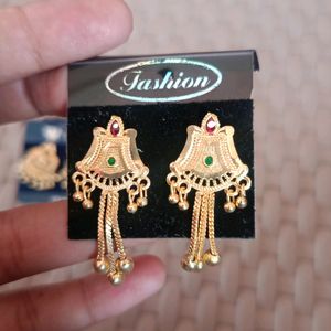 Gold Plated Back Screw Earrings Combo Of 2