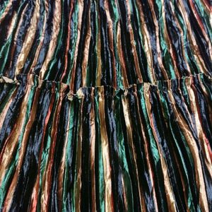 Multi-colored Stripped Pleated Skirt