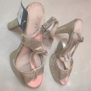 Golden Heeled Sandals - With Tags