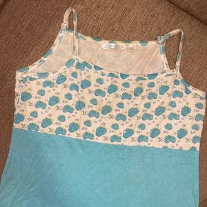 Blue And White Nighty Top