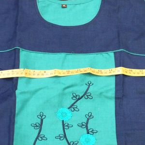 Kurti khadi 1 piece embroidery two shade designNav