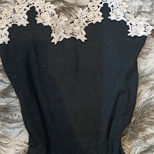 Black Bodycon Lace Dress With Slit