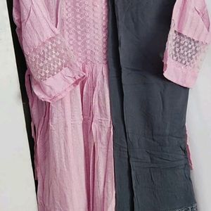 Pure Cotton Pink Kurta Set