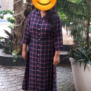 Checked long dress