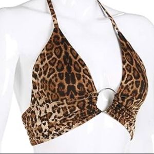 Lepord Print Sexy Halter Crop Top