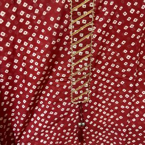 Bandhni Red & Blue Kurta