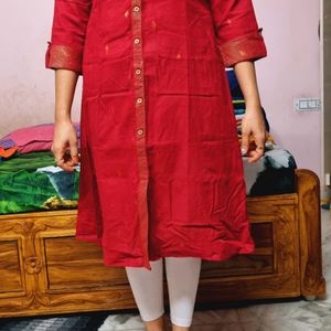 Maroon Clr Kurti With Jerry Border