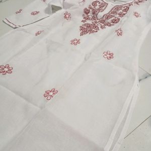 White Chickankari Handwork Kurta