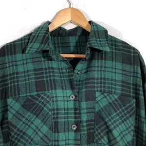 Black and Green Oversized Checked Shirt