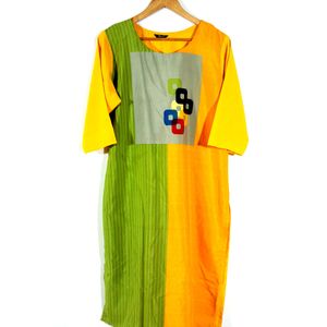 Yellow Printed Kurta (Women's)