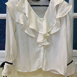 White Ruffle Top