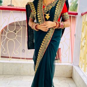 Embroidered Georgette Saree (Karwa Chauth Offer)