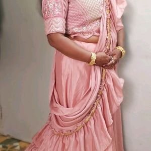 Pink Heavy Blouse With Lehenga And Dupatta