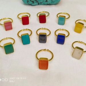 Glass Stone Rectangle Ring