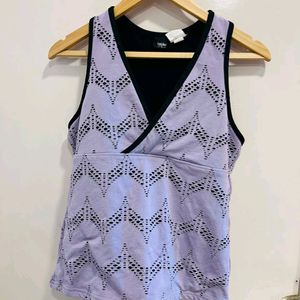 Purple Beautiful Cutwork Detailing Top