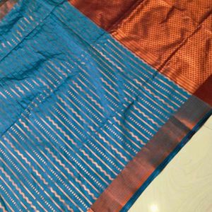 Multi colour Banaras silk Copper Design saree