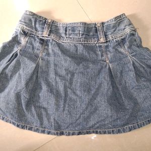 Cute Pleated Denim Skirt