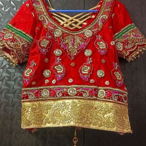 Beautiful Heavy Hand Work Hot Red Color Lehenga