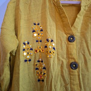 Rayon Mustard Yellow Kurta