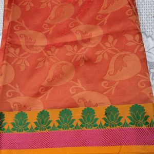 It Is An Artsilk Saree With Stitched Blouse Size