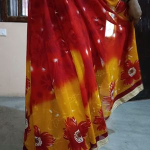 Printed Yellow Colour Sarees