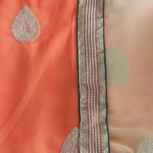 Orange Cream Saree