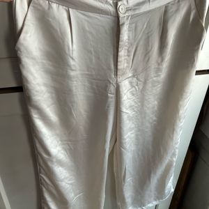 White pants - satin - plus size -  Not Worn