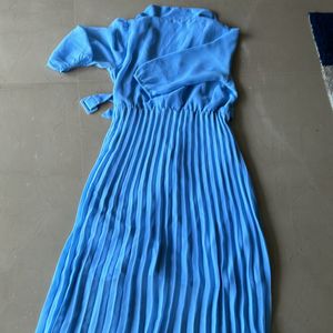 Fixed Price Blue Dress With Elbow Sleeves