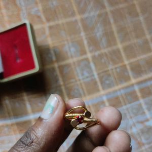 Golden Red Stoned Ethnic Ring