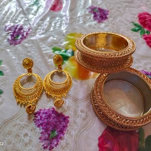 Beautiful Silver,Golden Banglas And Earrings 😍