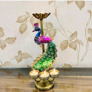 Iron Peacock T Light Candle Holder,