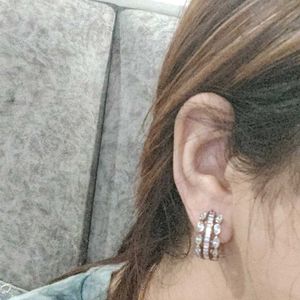 Earrings With Artificial Diamonds