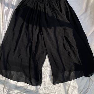 Black Pleated Skirt Shorts Plazo