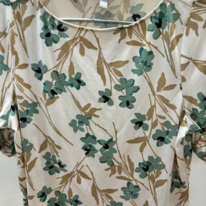 H&M Off White Floral Top