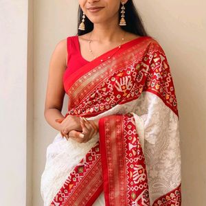 Premium Patola With Lucknowi Chikankari Saree