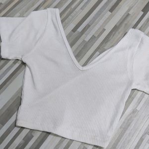 Ribbed V Neck Top