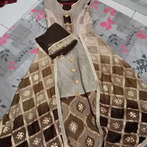 Beautiful Brown Gown With Dupatta