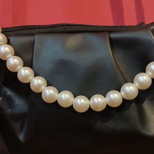 Black Sling Back With Pearl Strap Attachment