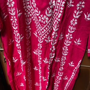 Beautiful Hot Pink Chikankari Kurta