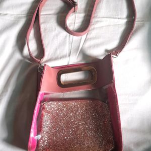 Pink Nude Transparent Sparkling Women Slingbags 👜