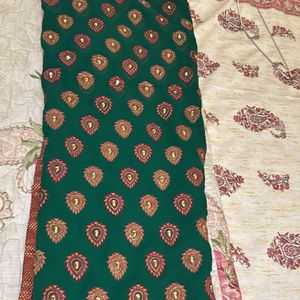 Deep Emarald Green Georgette Saree