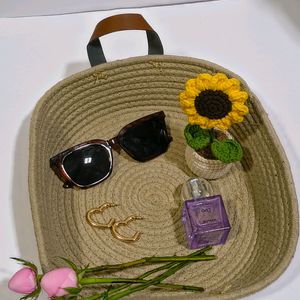 Eco-Friendly Handwoven Jute Organizer Basket with