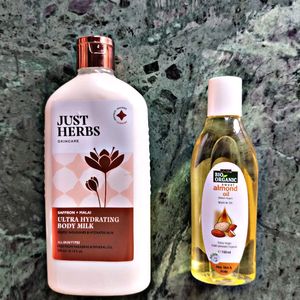 Just Herbs  Body Milk And Bio Organic Almond Oil