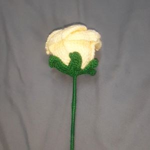 Large Butter Yellow Crochet Rose