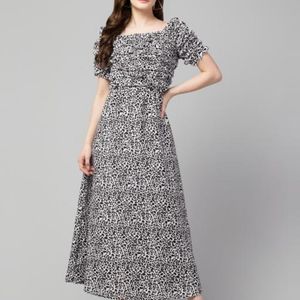 Women Black And White Comfy Partywear Dress