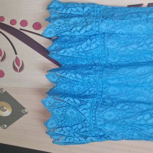 Sky blue backless Dress