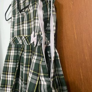 Checked Frock with Concealed Zipper, Green