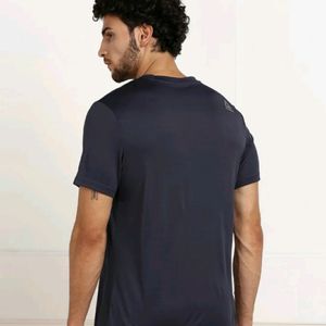 REEBOK Men Printed Round Neck Dark Blue Tshirt