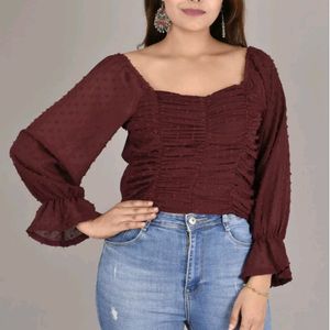 MAUVE SQUARE NECK CROP TOP