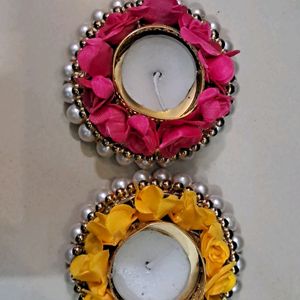 Moti Bangle Flower Tea Light (Pair Of 2)